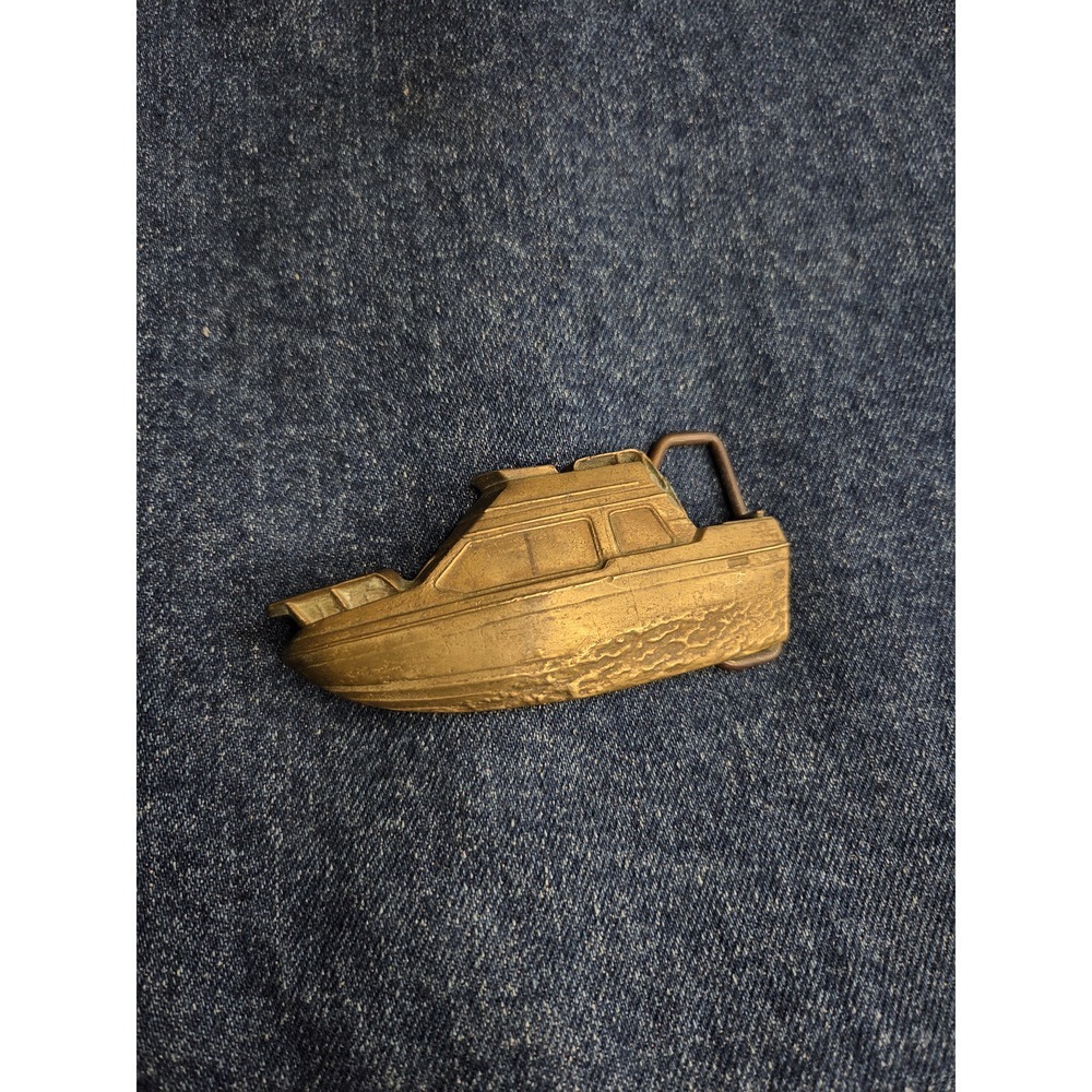 Vintage 1978 Baron Cabin Cruiser Brass Belt Buckle - Rare Nautical